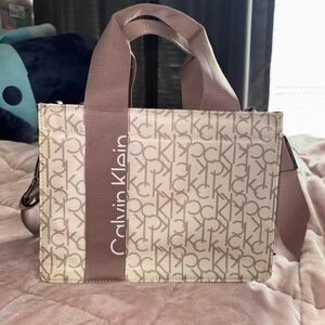 Calvin Klein Monogram Vanilla and Khaki Tote